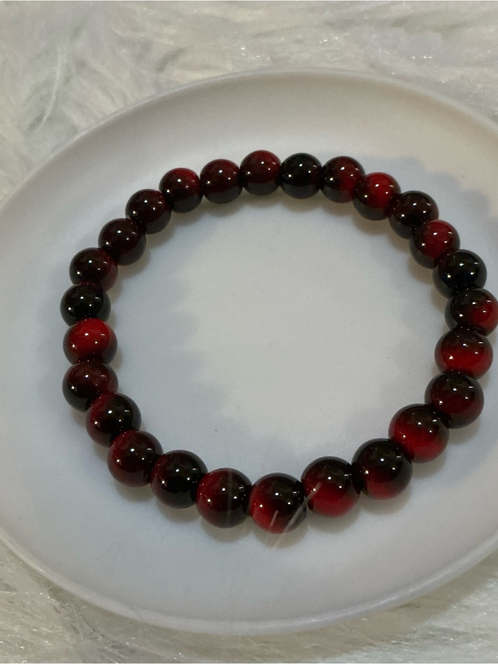 Red/black tiger eye beaded bracelet